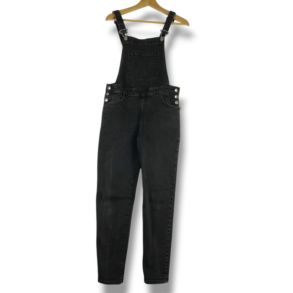 Roxy Women's Size 6 Black Denim Overalls Stretch Slim Fit Adjustable Straps